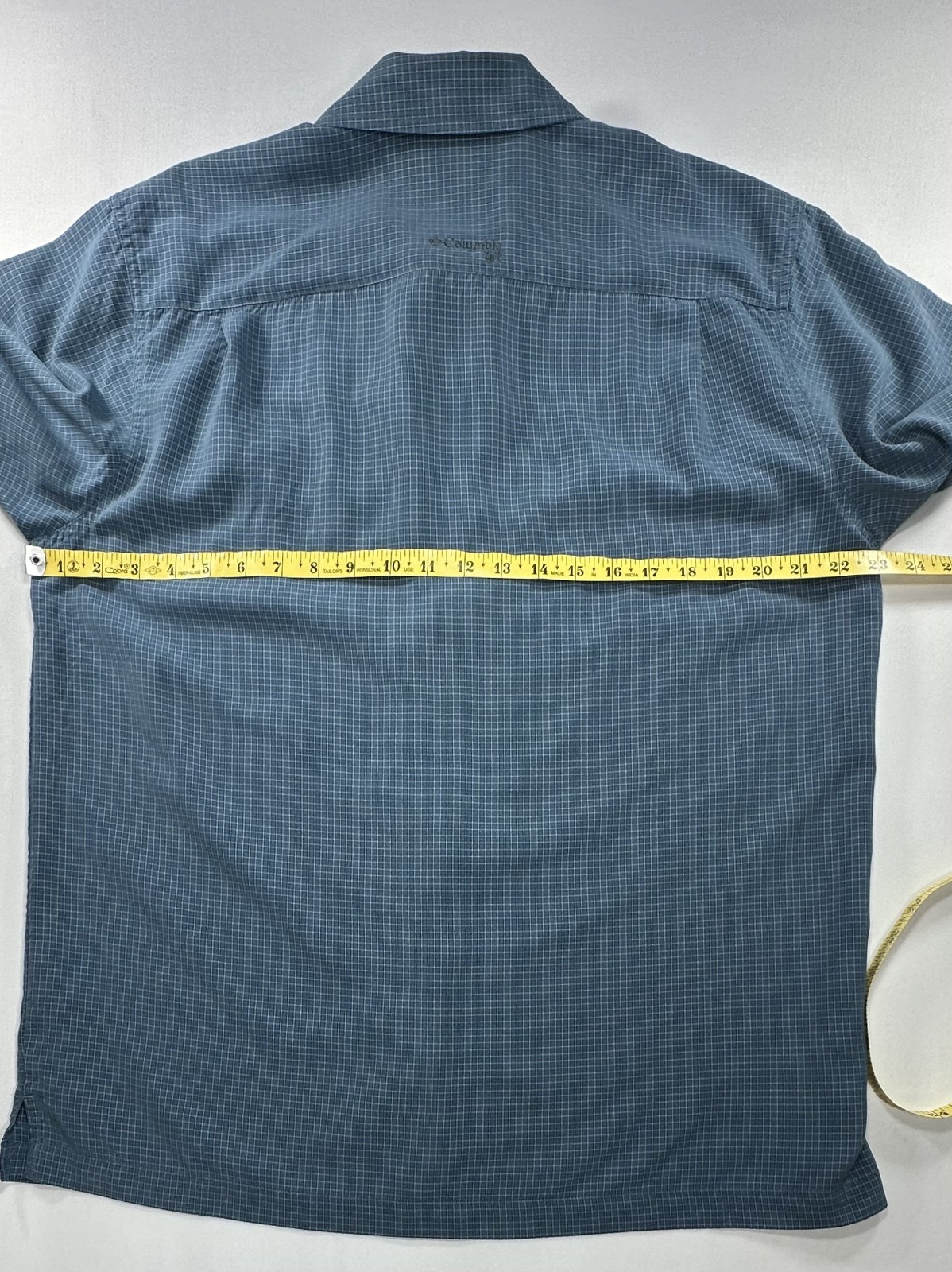 Columbia Checked Pattern Modal/Poly Button Up Blu… - image 4