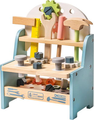 ROBUD Mini Wooden Play Tool Workbench Set for Kids Toddlers - Montessori Toys fo