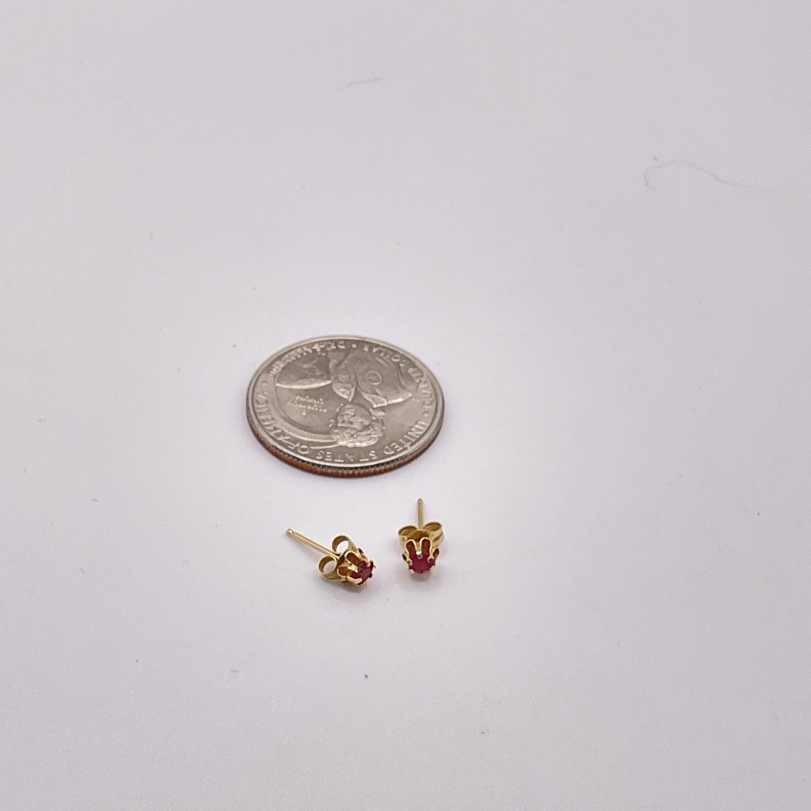 Vintage Ruby Stud Earrings Solid 14k Yellow Gold … - image 6