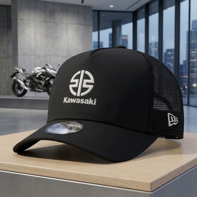 #ad Kawasaki logo Embroidered Hat 9FORTY Black Baseball Cap Mesh Trucker Men $25.10