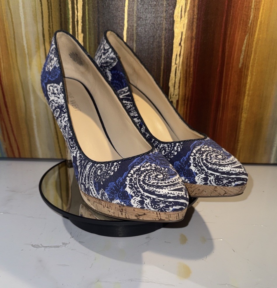Nine West Plateauo Paisley Patterned Women's Heels - Size 9M