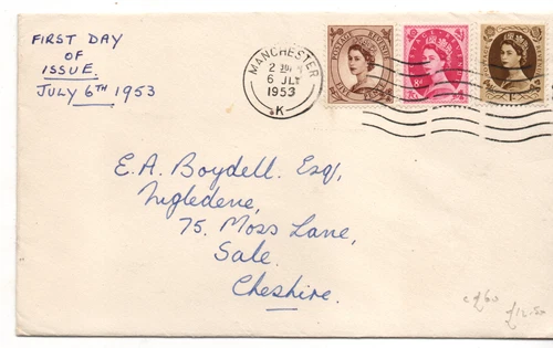 GB QEII 1953 5d to 1/- Wildings FDC (plain) WS46609