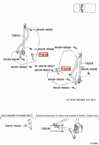 Genuine Toyota Hilux TGN16 TGN10 KUN36 KUN35 KUN26 RH Front Seat Inner Belt - Picture 13 of 15