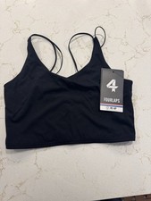 NWT Fourlaps Poise Longline Sports Bra Small Black Yoga NEW MSRP 54 A8