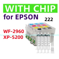 Empty refillable Ink Cartridge T222 222 XL xp-5200 wf-2960 xp5200 wf2960 w/ chip