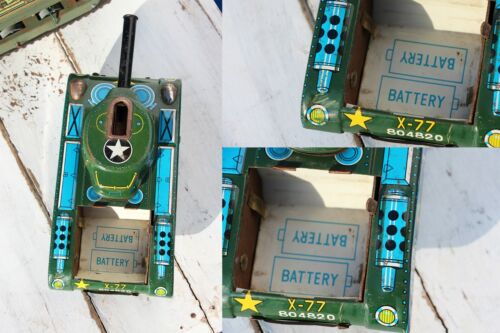 Vintage Set of Two Tin Toys: Large Tank Army M-3512 and Jaguar X-77 Tank, Japan - Picture 7 of 12