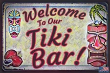 TIKI BAR! USA MADE METAL SIGN 8X12 LUAU BEACH MARGARITAVILLE POOL HOT TUB DECOR