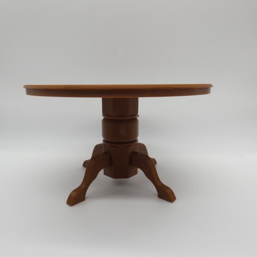 1/6 Scale Doll Furniture Round Dining Table Wood Tone Barbie Integrity Diorama - Picture 3 of 14