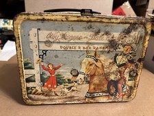 Vintage Roy Rogers and Dale Evans Metal Lunch Box Double R Bar Ranch No Thermos
