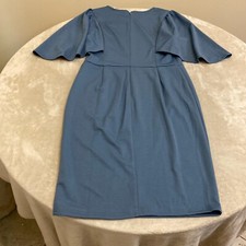 Grace Karin Womens Blue Ruffle Sleeve Stretch Knee Length Sheath Dress Size M