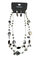 Beautiful New Mother of Pearl Shell Necklace Earring Set By Charles Klein #N2408