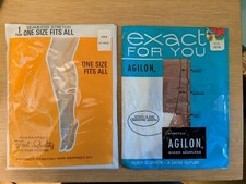 VTG Seamless Stockings Lot - Agilon, Nylon - Suntone, White - Sizes PETITE  O/S