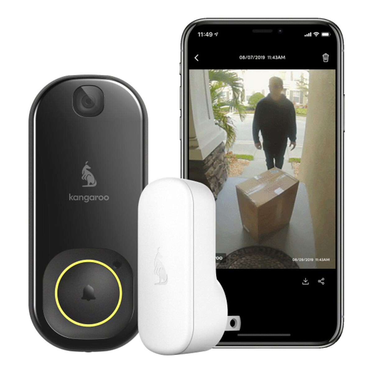 Kangaroo Security Photo Doorbell Camera + Chime 