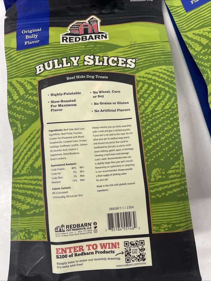4 sacos (7 oz cada) RedBarn Bully Slices guloseimas para cachorros couro de carne/fígado/pizzle - Imagem 4 de 4