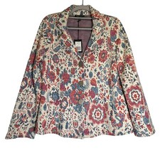 Floral Tapestry Blazer Jacket Women's Size S Jacquard Pockets Boho Canada NEW
