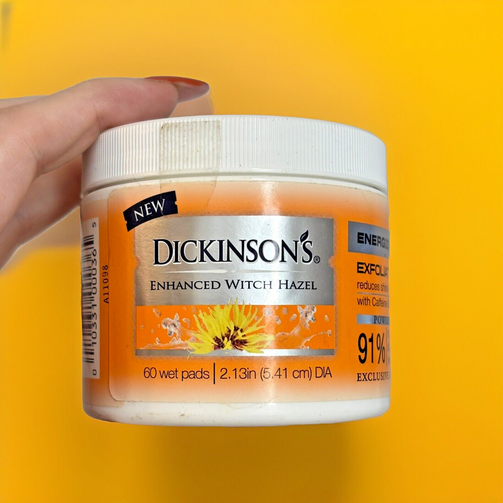 Dickinson's Witch Hazel Energizing 60 Wet Pads Exfoliating Reduce Shine