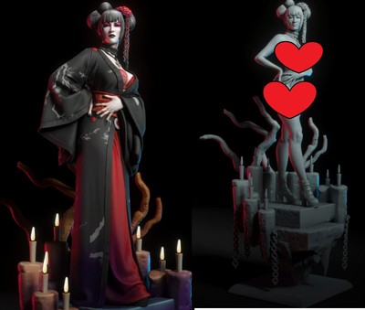 Hikari Geisha 3d printed 14k Resin figure  unpainted unassembled gk goth asian
