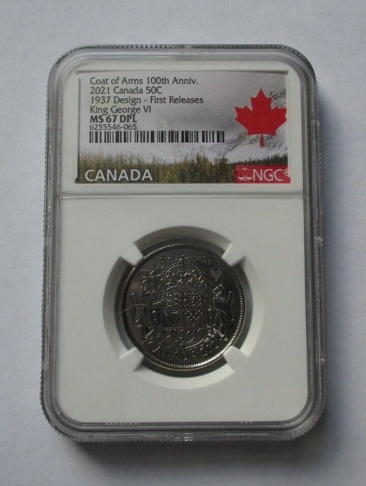 CANADA- 50 Cents-2021- Coat of Arms 100 Years- NGC- MS67DPL-King George VI - Image 2 of 4