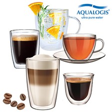 2 Pack Double Walled Insulated Thermal Coffee Glass Mug Tea Latte 80/250/300/350