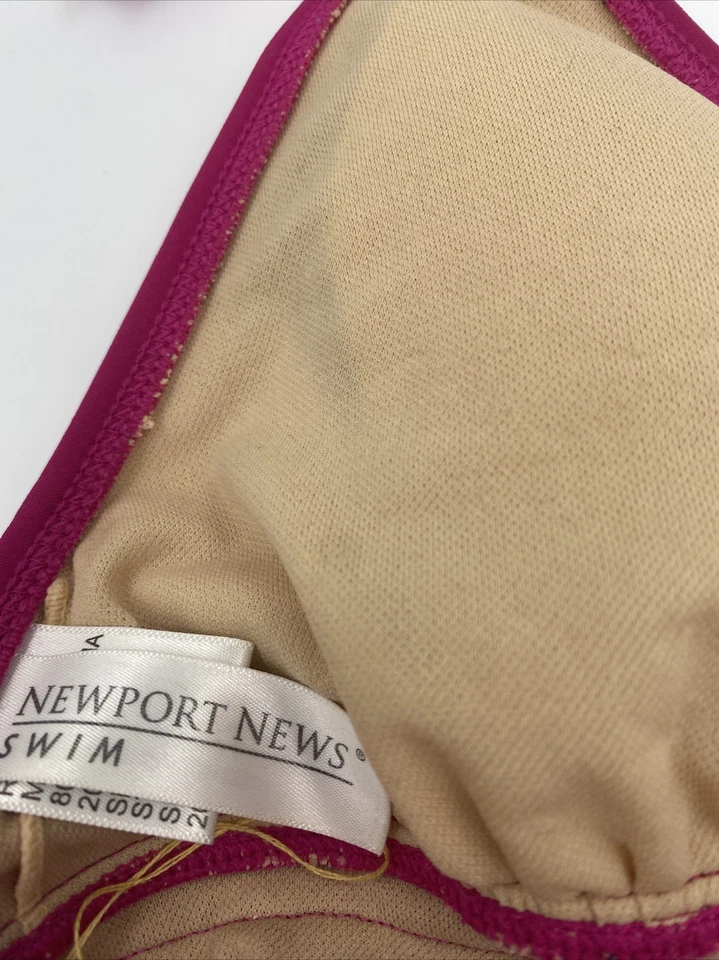 Newport News Pink Y2K Tankini Swim Top Halter Top Lycra Bikini Top Size 12 - Image 4 of 4