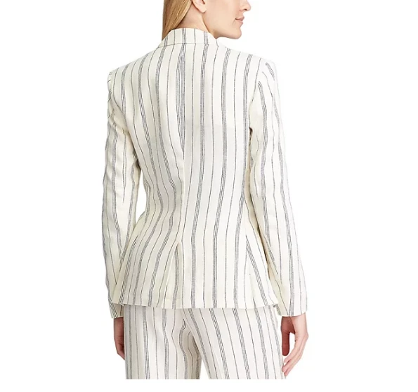 Blazer para mujer Chaps a rayas mezcla de lino precio de venta sugerido por el fabricante 120 USD () Foto 2 de 3