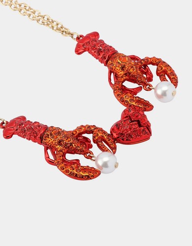Betsey Johnson Sirena Joyas Langosta Amistad Collar Conjunto Cristal Rojo - NUEVO - Imagen 3 de 4