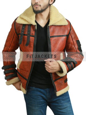 Flight B3 Pilot Men's RAF Aviator Real Shearling Sheepskin Leather Bomber Jacket