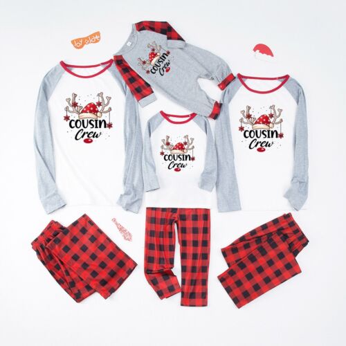 Christmas Family Matching Pajamas Cute Big Headed Print Plaid Sleepwear