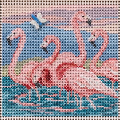 Flamingos Cross Stitch Kit Mill Hill 2019 Buttons & Beads Spring MH141916