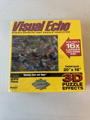 500 Pc Visual Echo 3D  Raining Cats And Dogs  20 x16  Jigsaw Puzzle Hobbico