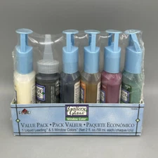 Plaid Gallery Glass Window Color Value Pack - Liquid Leading and 5 Colors