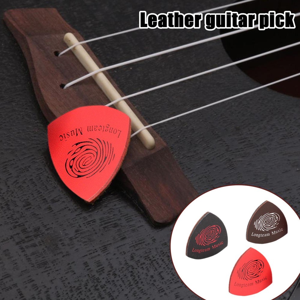 3pcs Genuine Leather Guitar Picks Ukulele Bass Plectrum Cowhide Colorful J2E5