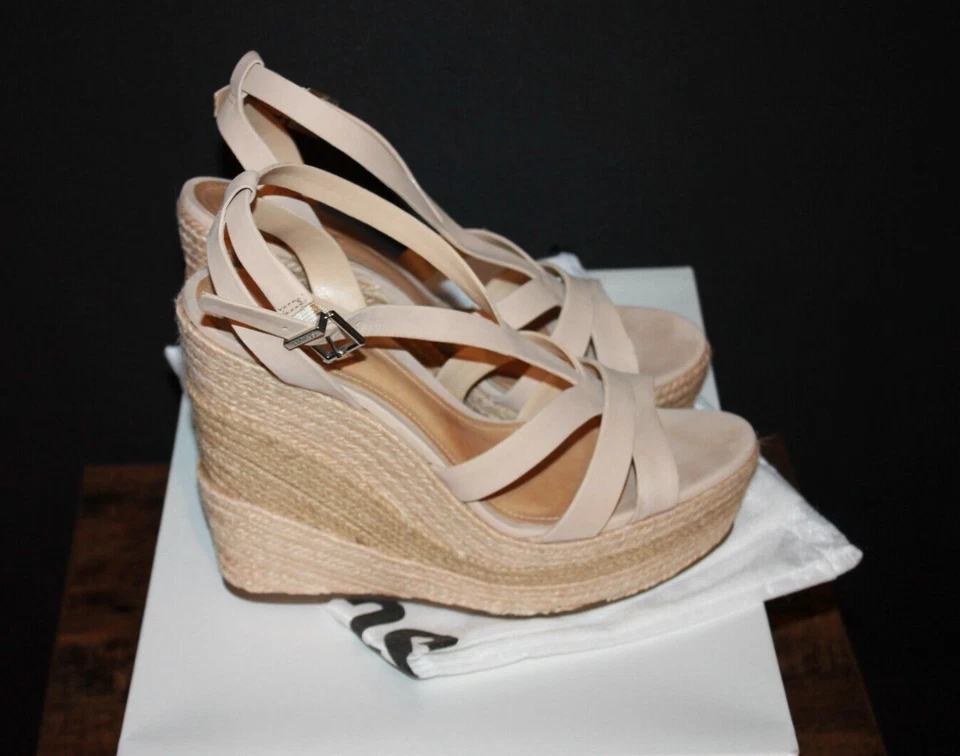 Schutz Tanini Talla 10 Cuero Alpargata Plataforma Cuña Sandalia Crema ¡Usada Una Vez! Foto 2 de 4