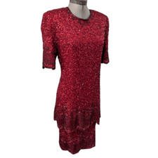 women's vintage Brilliant beaded maroon dress