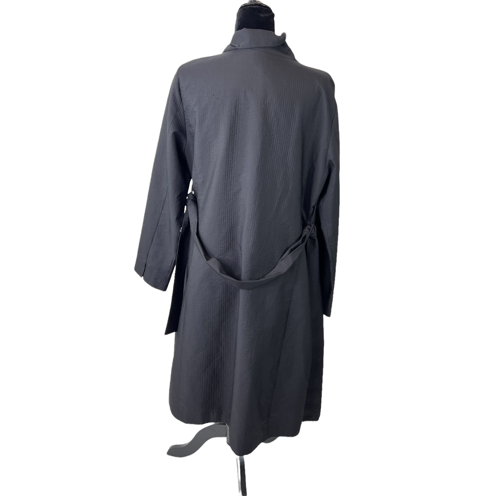 Eileen Fisher Womens Size Medium Black Belted Trench Coat eBay