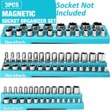 DURATECH Magnetic Socket Organizer Set 3PCS 1/4"3/8"1/2" DMetric Socket Holders