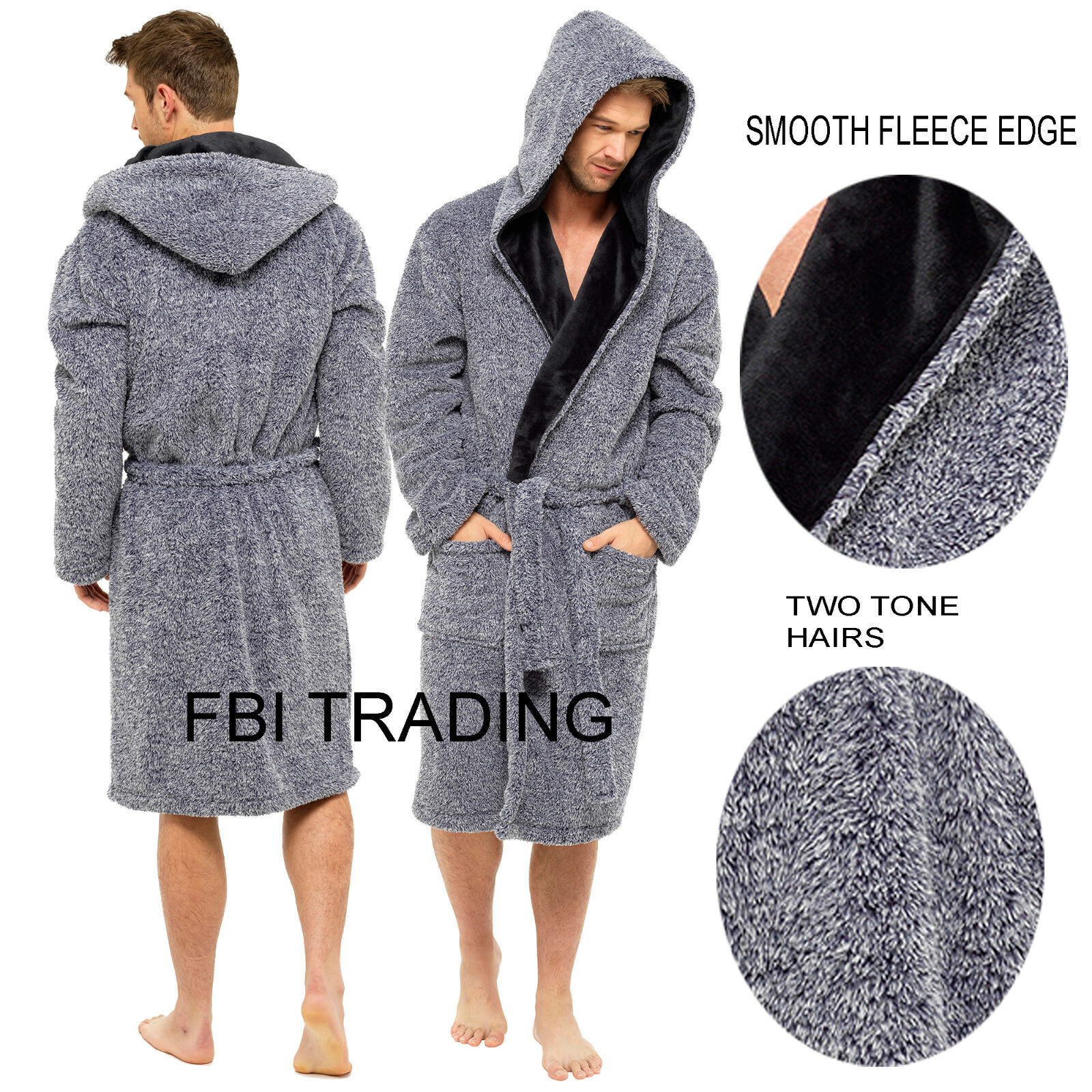 Mens GENTS Dressing Gown Suggle Fleece Hooded Lounge ROBE EXTRA WARM