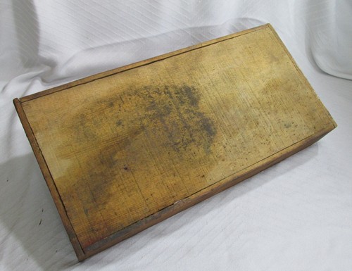 Antique Folk Art Primitive Walnut Dark Stained Wood Tool Caddy Carrier Tote