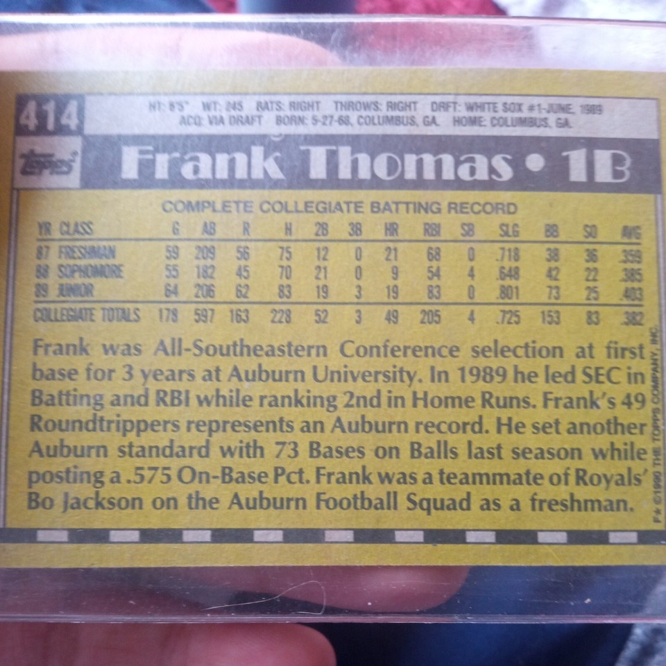 1990 Topps Collector's Edition (Tiffany) 414 Frank Thomas (RC