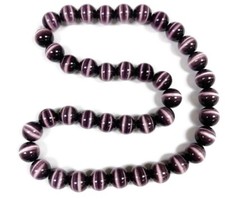 38 Cat's Eye Fiber Optic Amethyst Glass 10mm. Smooth Round Beads 2596