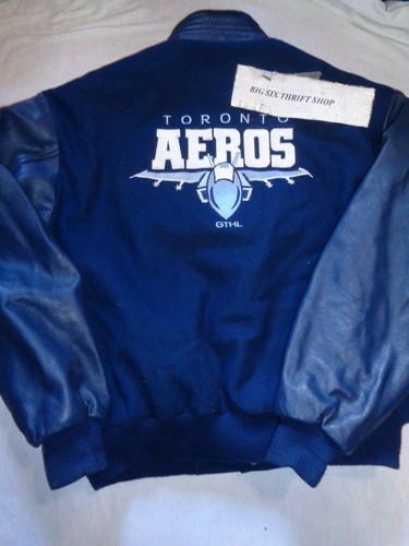 Toronto Aeros GTHL Rare Hockey Vintage Retro Blue Letterman Jacket Adult Large - Picture 2 of 3