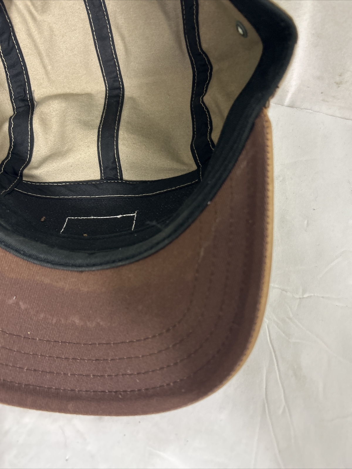 Rocksmith 5 Panel Strapback Hat Beige Leather Bri… - image 11