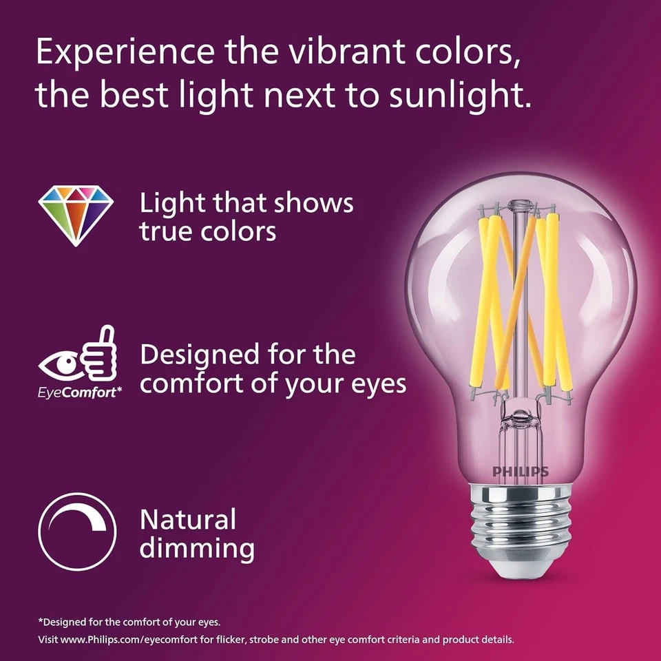 Philips A19 LED Light Bulbs 100W Equivalent  Dimmable, 1500 Lumens, 11.5W 4 pack - Image 4 of 4