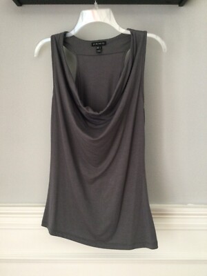 F*A*N*G  Women s Dark Gray Racerback Cowl Neck Sleeveless Jersey Top L