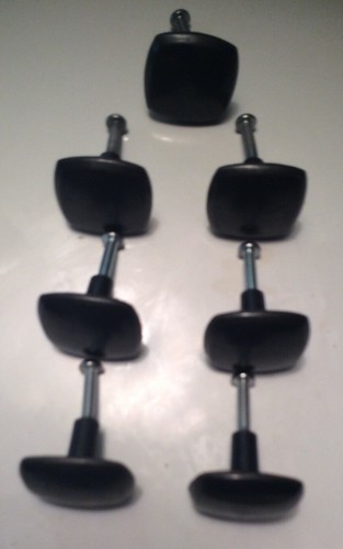 Lot 7 Single Screw Mount Draw Handles Dresser Cabinet 1.25” Square Black Handles - Picture 3 of 5