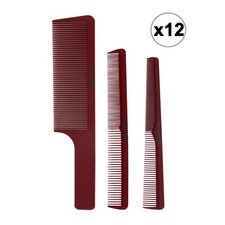 12x Babyliss Pro Barberology Comb Set Clipper, Cutting, Taper Combs - Red