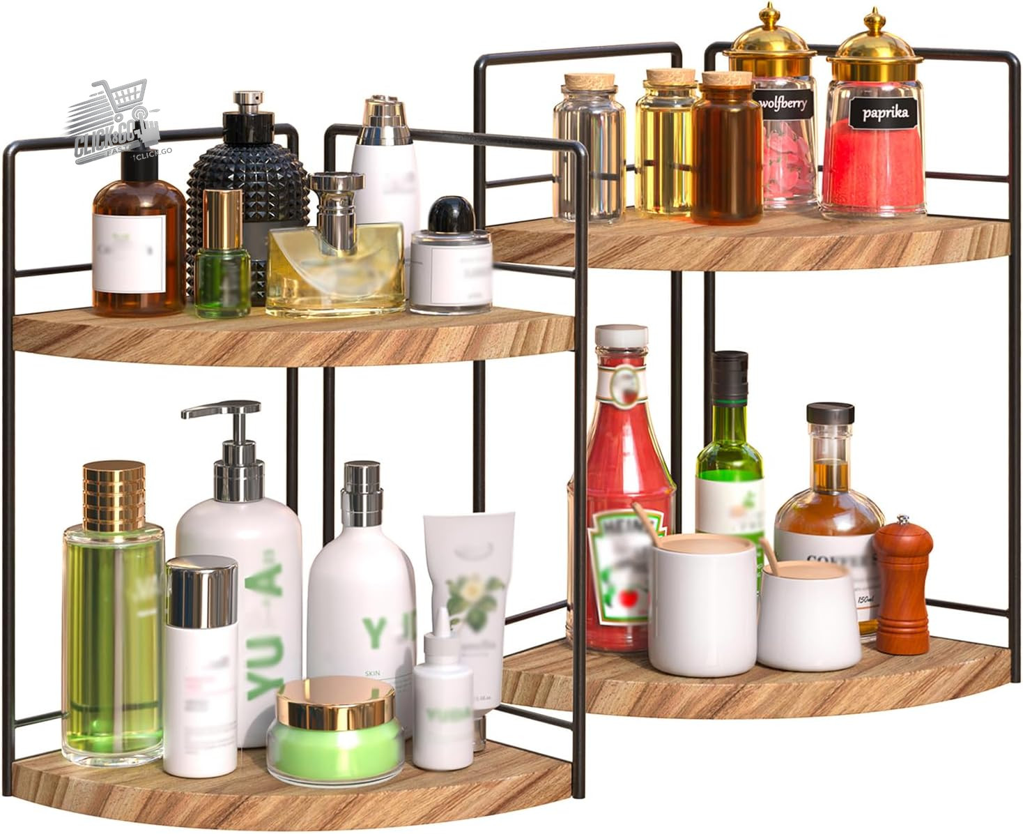 Set 2 Organizer per Bagno e Cucina | Mensola Angolare 2 Livelli