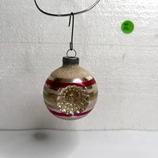 Shiny Brite Vintage Double Indent Stripes Mercury Glass Christmas Ornament