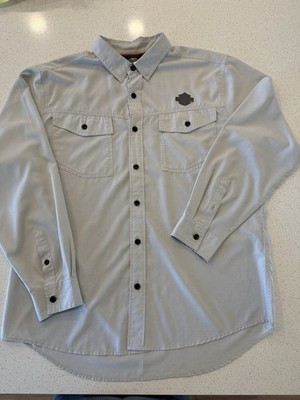 Harley Davidson H-D Performance Button Up Shirt Mens XL Gray Long Sleeve Ripstop