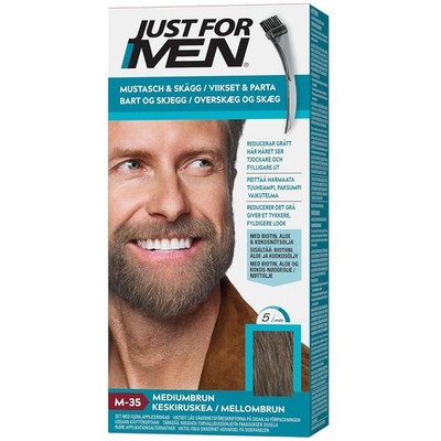 Just For Men Schnurrbart Bart Farbe Mittelbraun M35 Grauabdeckung 1 Stk